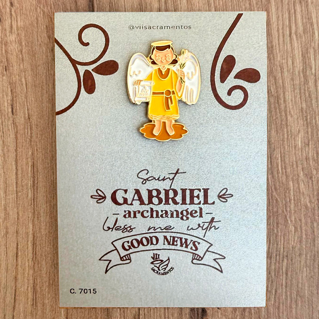 Metal Pin – Saint Gabriel the Archangel with Resin Coating