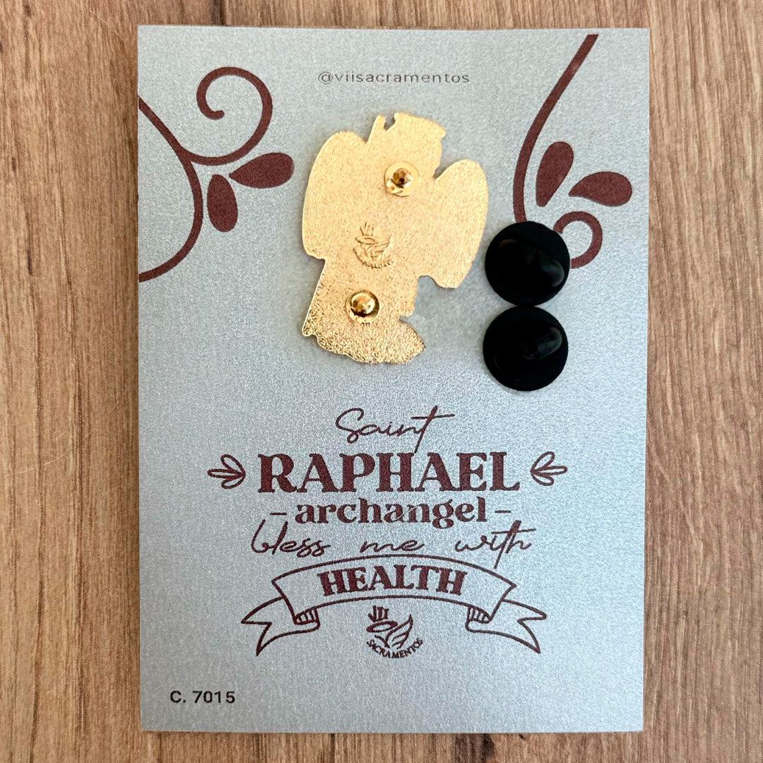 Metal Pin – Saint Raphael the Archangel with Resin Coating