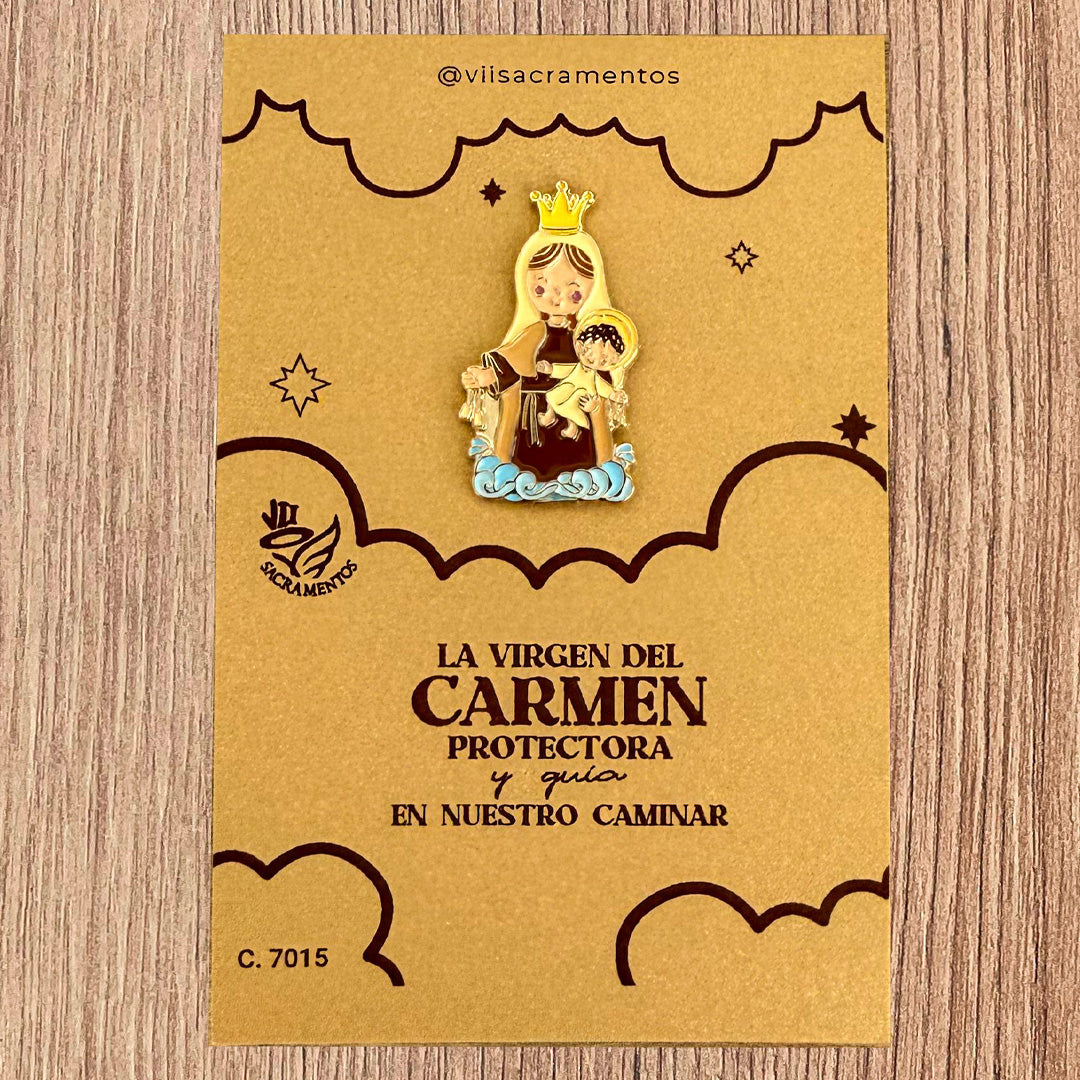 Metal Pin – Our Lady of Mount Carmel with Resin Coating
