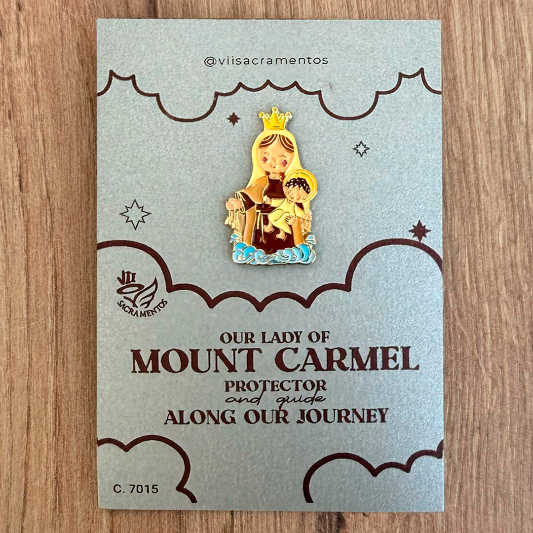 Metal Pin – Our Lady of Mount Carmel with Resin Coating