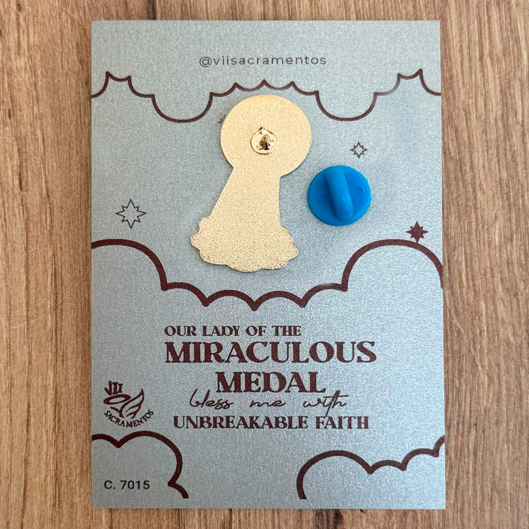 Metal Pin – Our Lady of the Miraculous Medal with Resin Coating