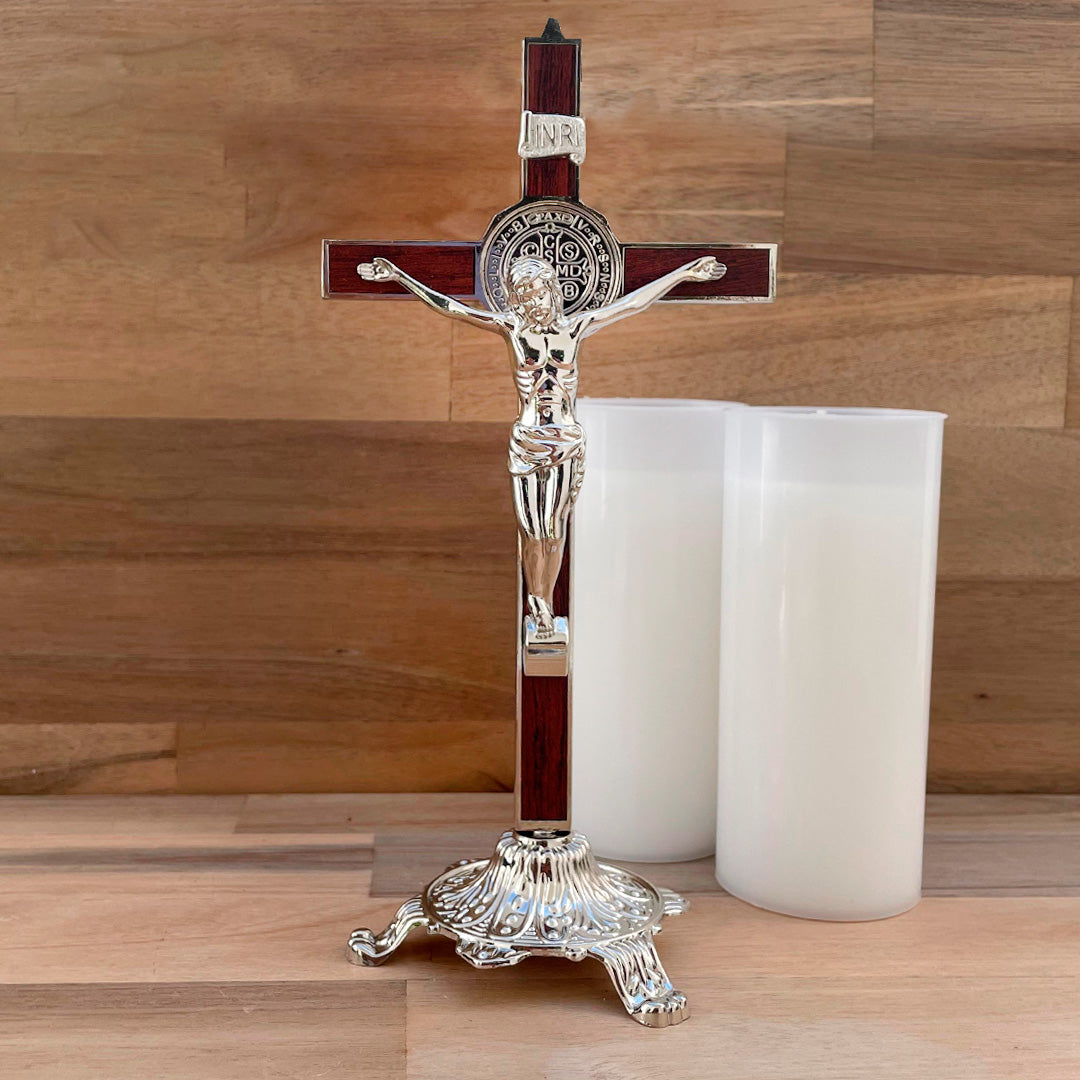 Saint Benedict Crucifix with Base 10.6" (27 cm)