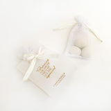 Souvenir Fabric Bag with 3 Sugared Almonds and Personalized Message on Paper Scroll x 6 Units