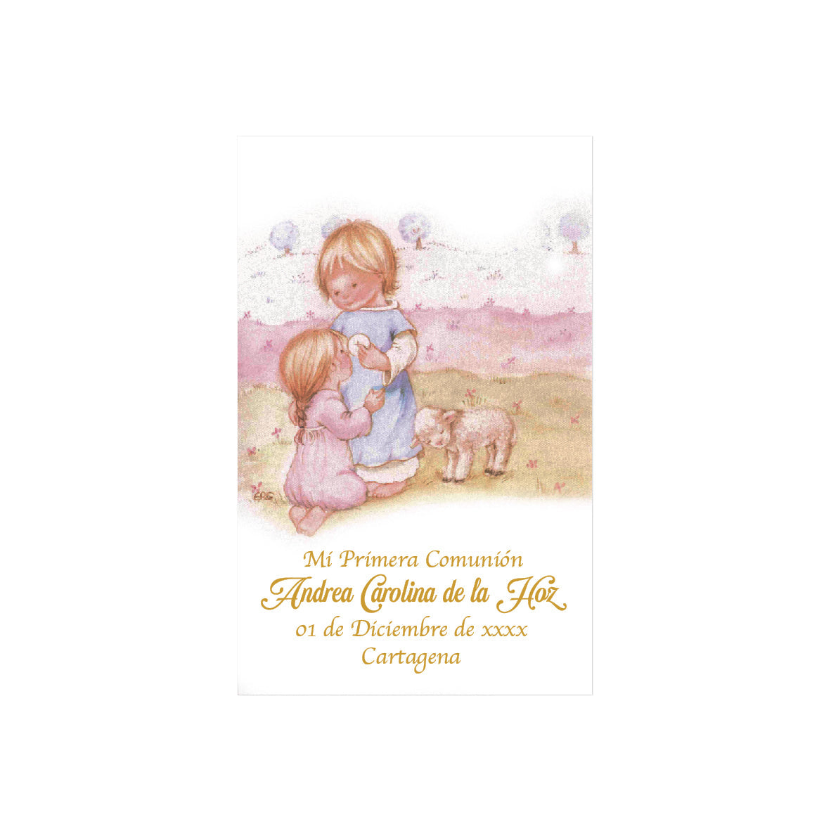 Spanish-Style Stamp for First Communion Pink Sky - Pack of 10 Units