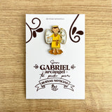 Archangel Gabriel enamel pin San Gabriel Arcángel Catholic pin kawaii style VII Sacramentos handmade resin coated 3.2 cm devotional jewelry