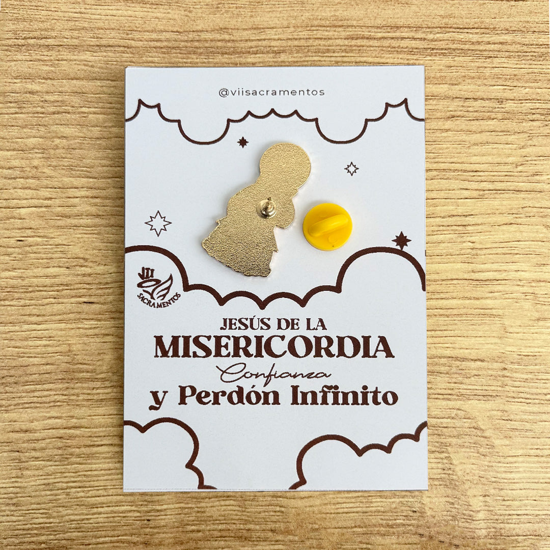 Divine Mercy Jesus enamel pin Jesús de la Divina Misericordia Catholic pin kawaii style VII Sacramentos handmade resin coated 3.2 cm devotional jewelry