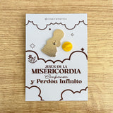 Divine Mercy Jesus enamel pin Jesús de la Divina Misericordia Catholic pin kawaii style VII Sacramentos handmade resin coated 3.2 cm devotional jewelry