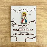 Divine Mercy Jesus enamel pin Jesús de la Divina Misericordia Catholic pin kawaii style VII Sacramentos handmade resin coated 3.2 cm devotional jewelry