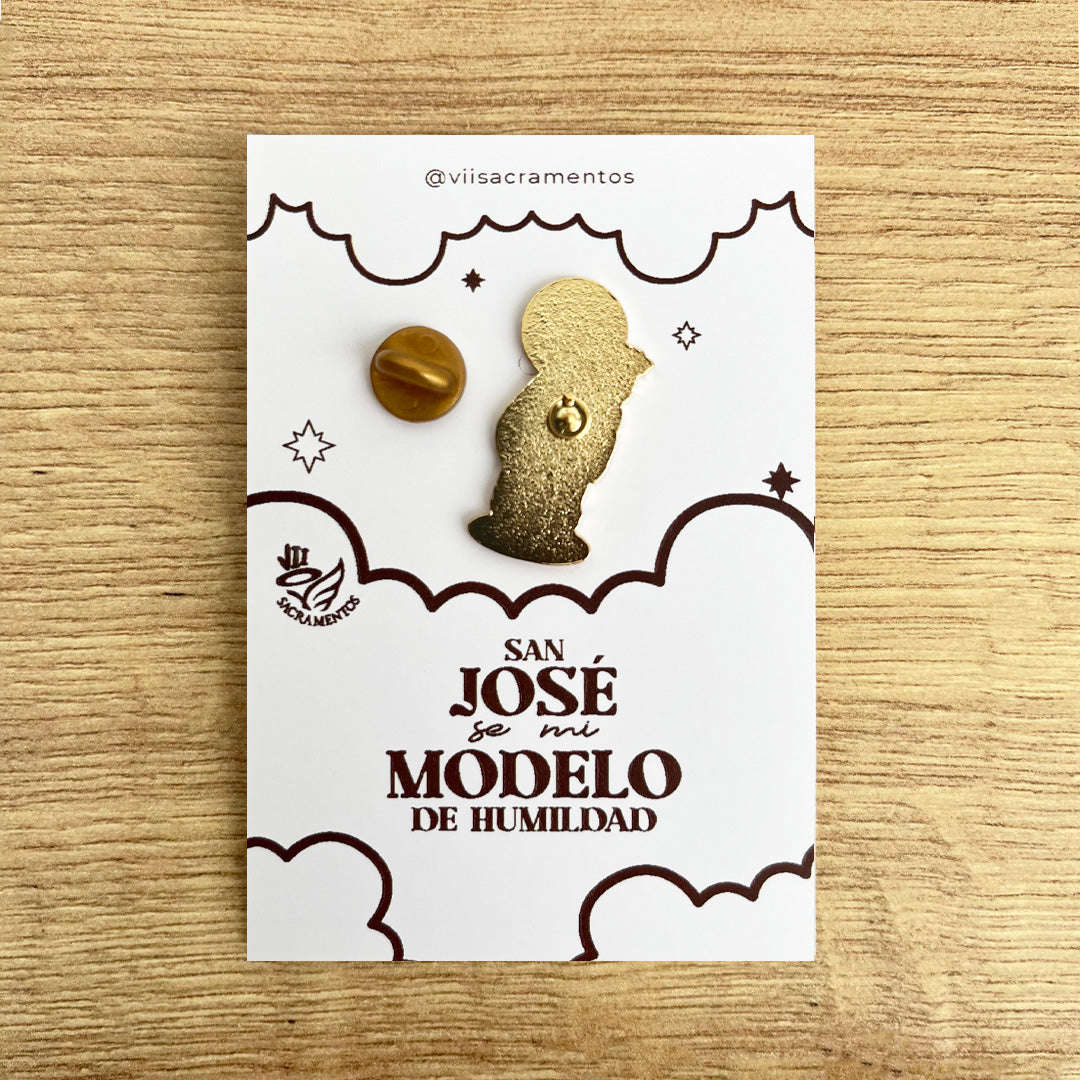 Saint Joseph enamel pin San Jose Catholic devotional pin kawaii style VII Sacramentos handmade resin coated 3.2 cm religious jewelry