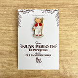 Pope John Paul II enamel pin Papa Juan Pablo II Catholic saint pin kawaii style VII Sacramentos handmade resin coated 3.2 cm devotional jewelry