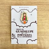 Our Lady of Guadalupe enamel pin Virgen de Guadalupe Catholic pin kawaii style VII Sacramentos handmade resin coated 3.2 cm devotional jewelry
