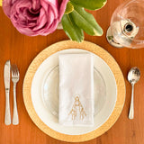 Set of 2 White Linen Napkins with Embroidery of Our Lady of Miraculous Medal